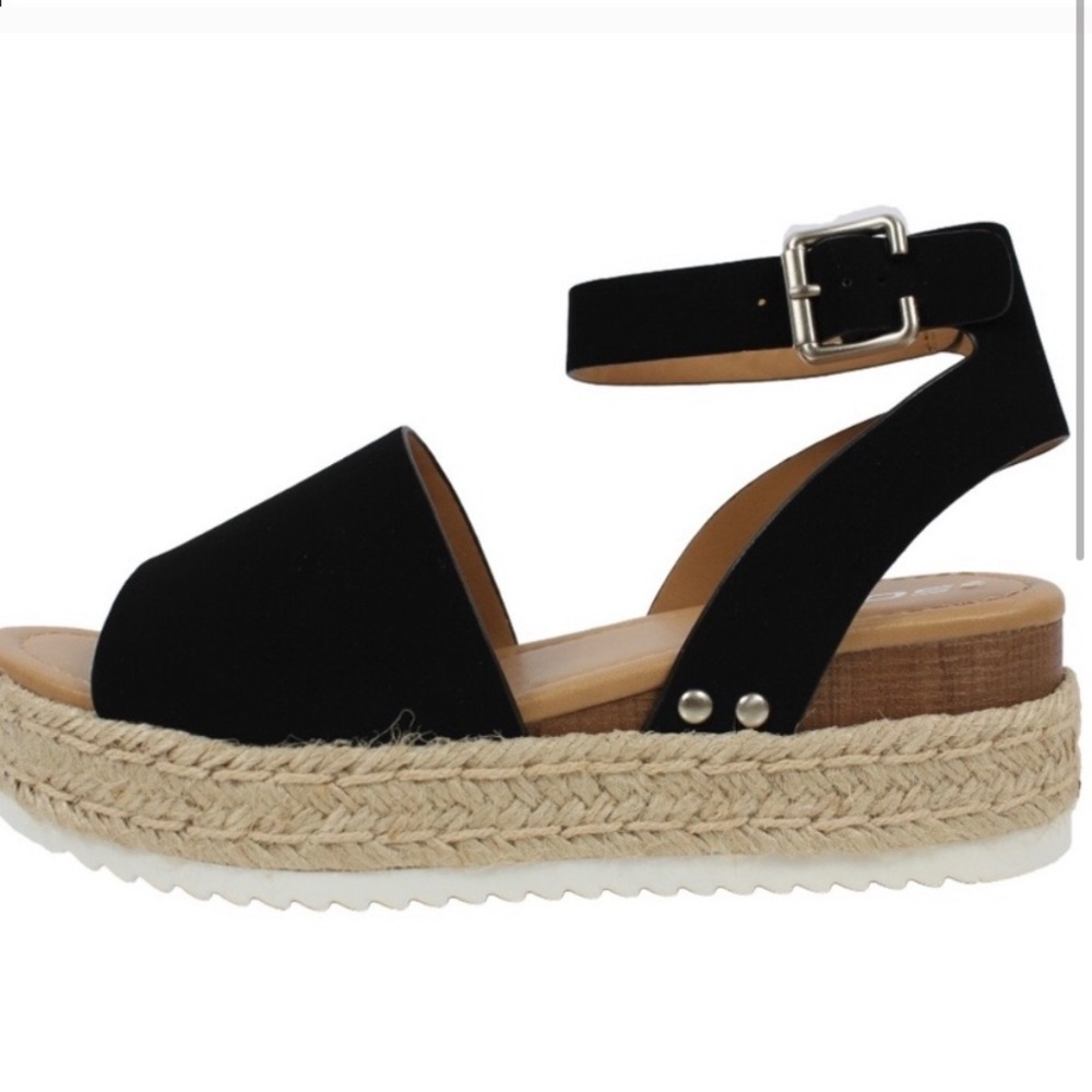 Black Open Tow Halter Ankle Strap Espadrille
